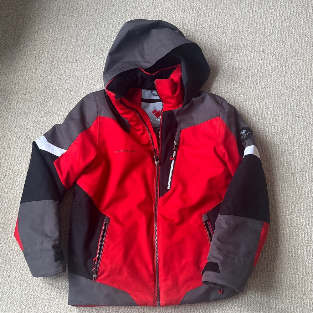 Obermeyer Red and Gray Ski Jacket (10-12y)